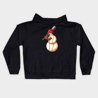 Christmas Baseball Snowman Baseball Lover Kids Hoodie